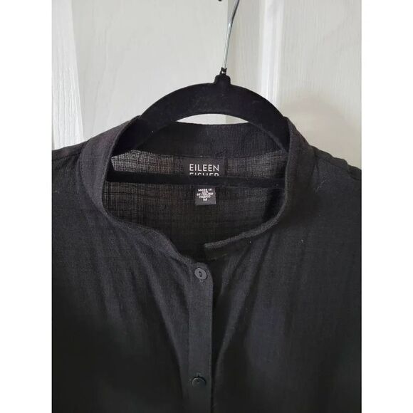 Eileen fisher black  linen blend blouse M - Picture 6 of 9